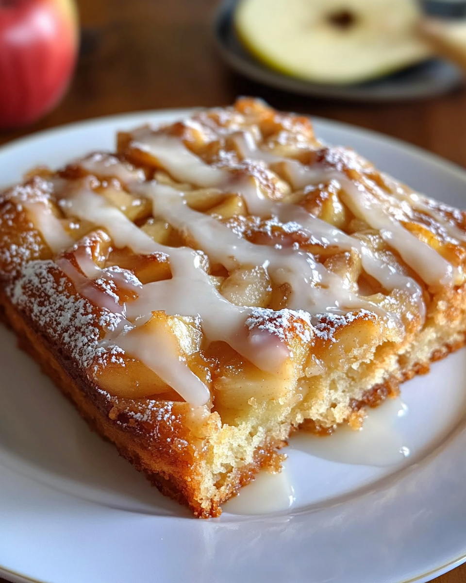 Moist Apple Fritter Cake with Cinnamon Glaze