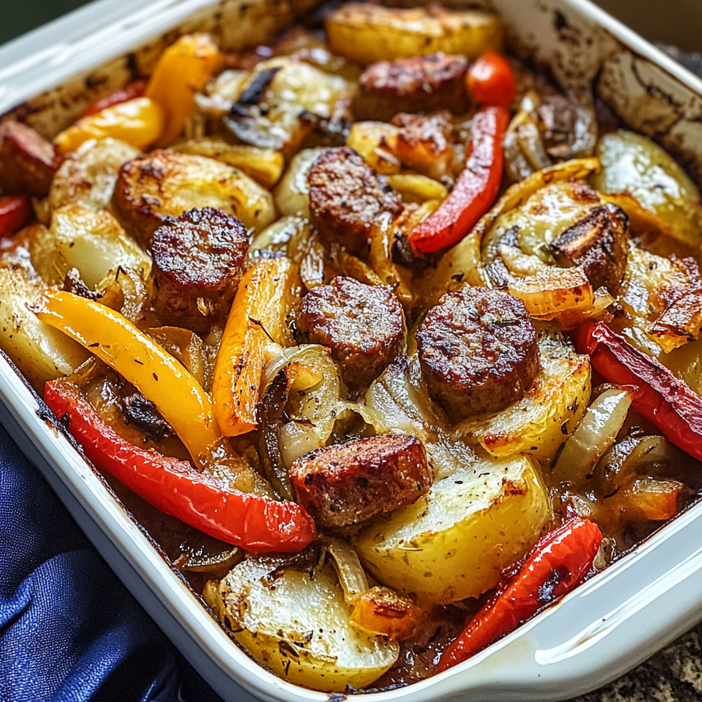 Sausage, Peppers, Onions, and Potato Bake