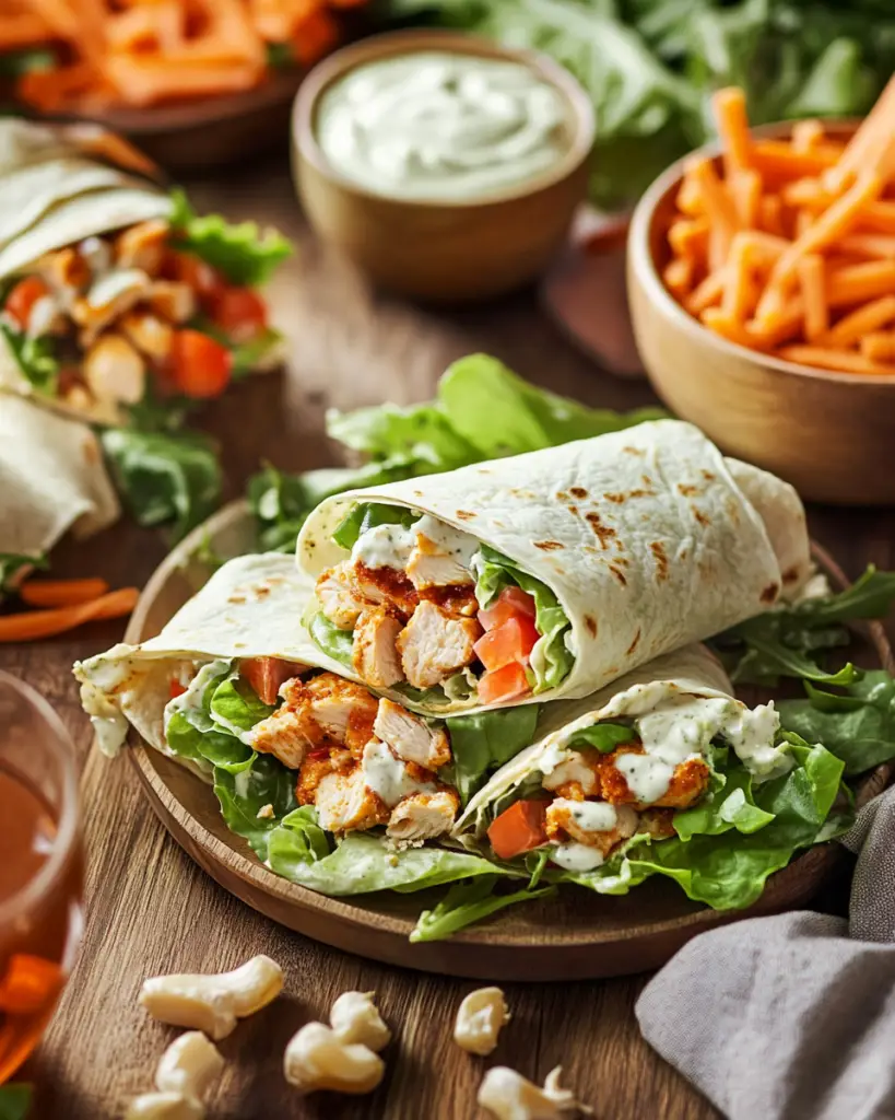 Buffalo Chicken Caesar Salad Wraps