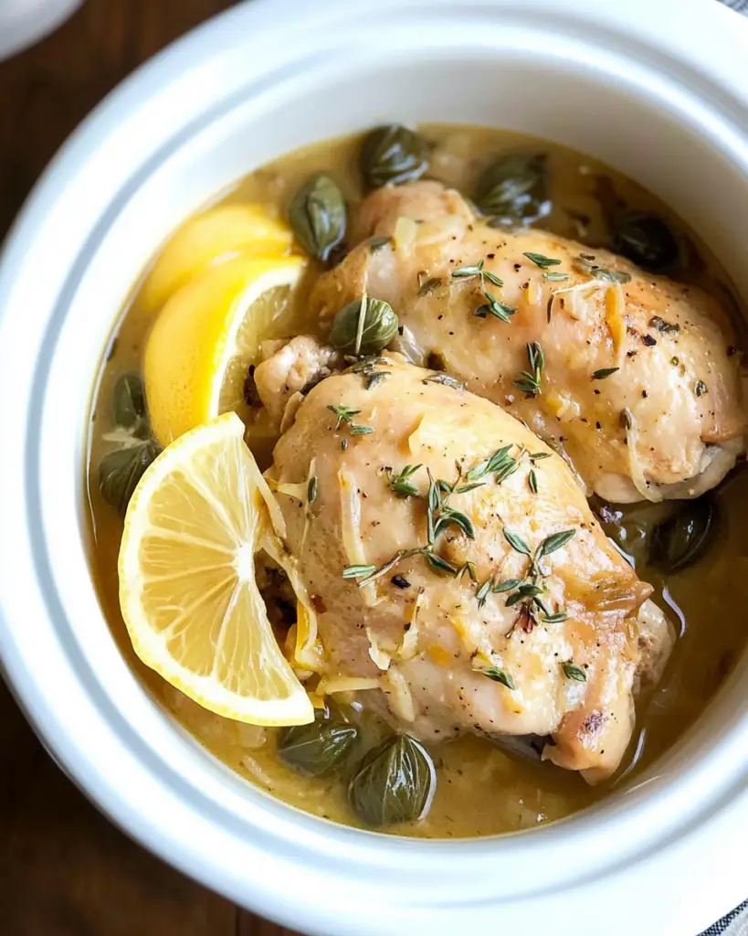 Crock Pot Lemon Italian Chicken with Capers