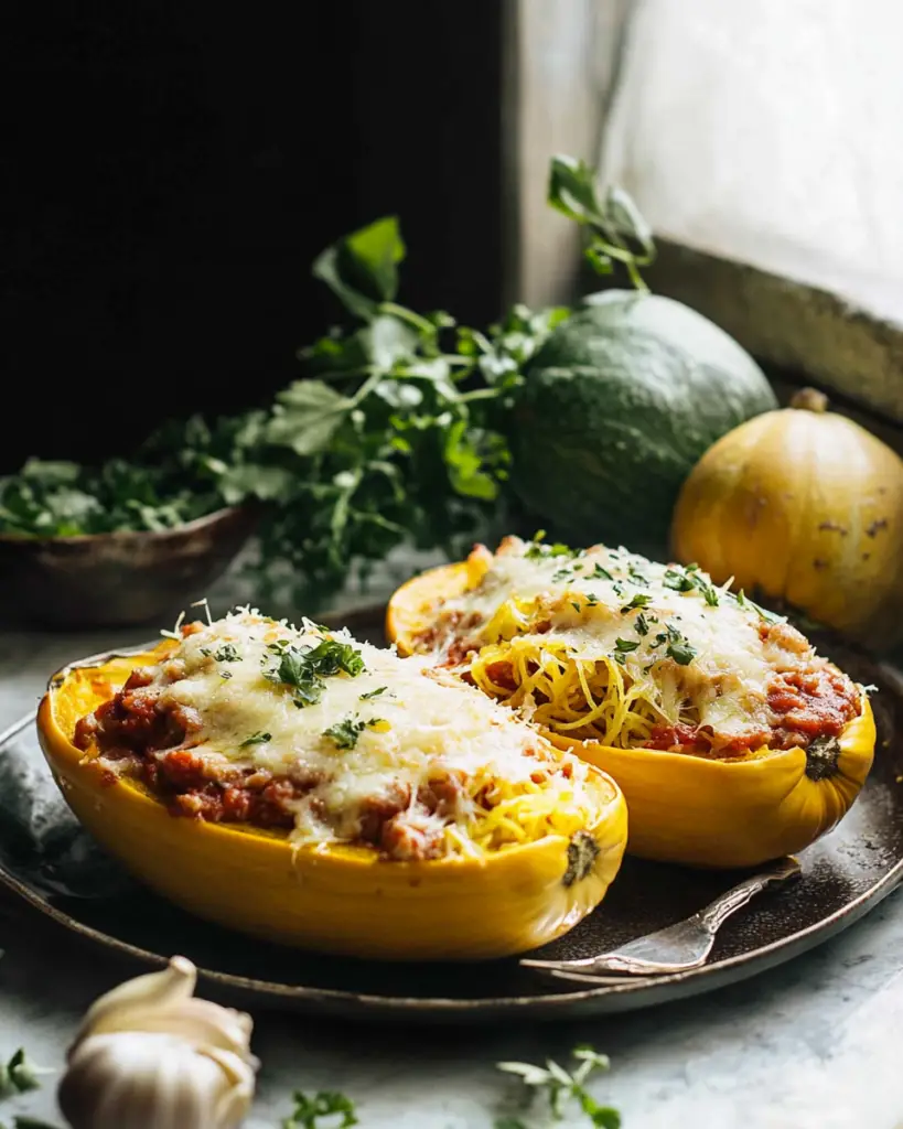 Spaghetti Squash Lasagna Boats