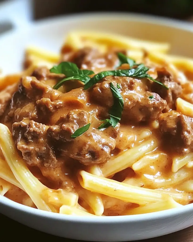 Creamy Slow Cooker Beef Pasta