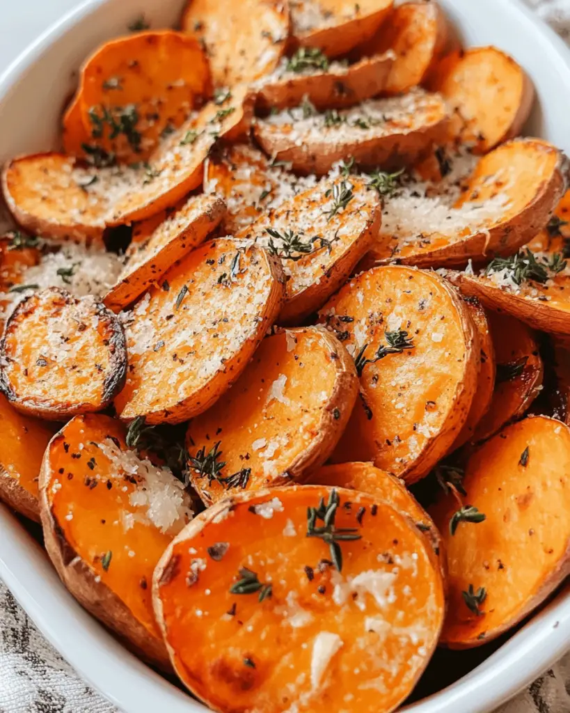 Garlic Parmesan Roasted Sweet Potatoes