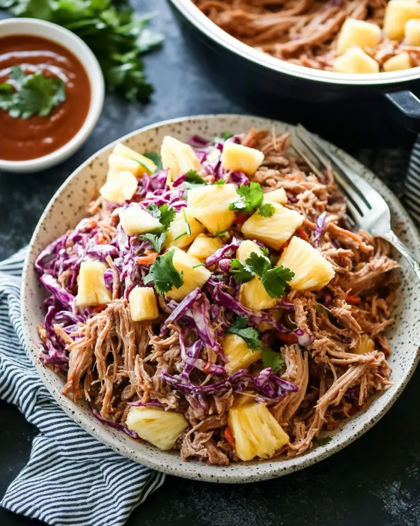 Slow Cooker Pulled Pork with Pineapple Coleslaw