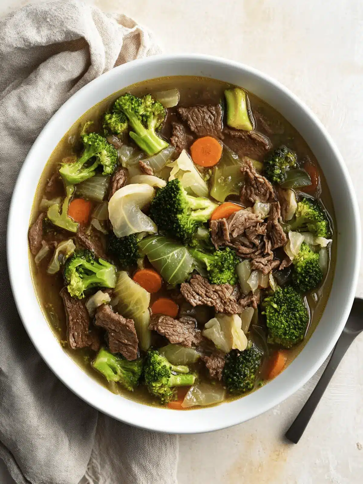 Beef, Broccoli, and Cabbage Soup