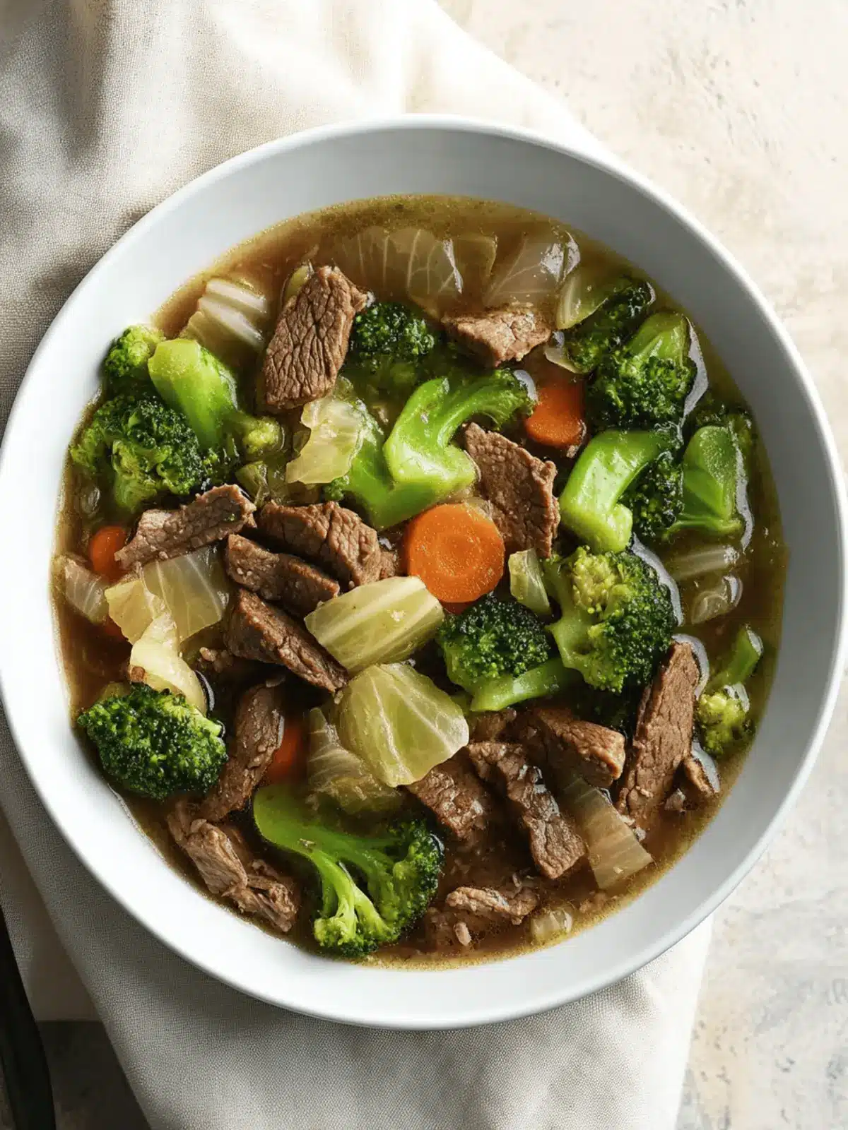 Beef, Broccoli, and Cabbage Soup