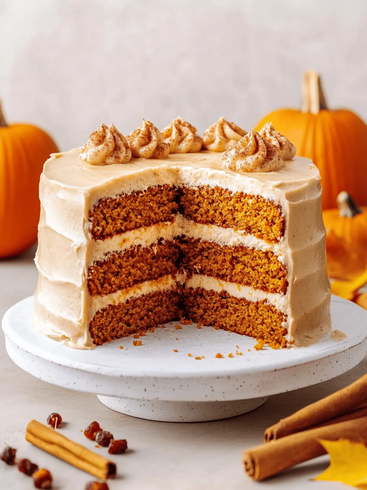 Pumpkin Cake with Cinnamon Cream Cheese Frosting