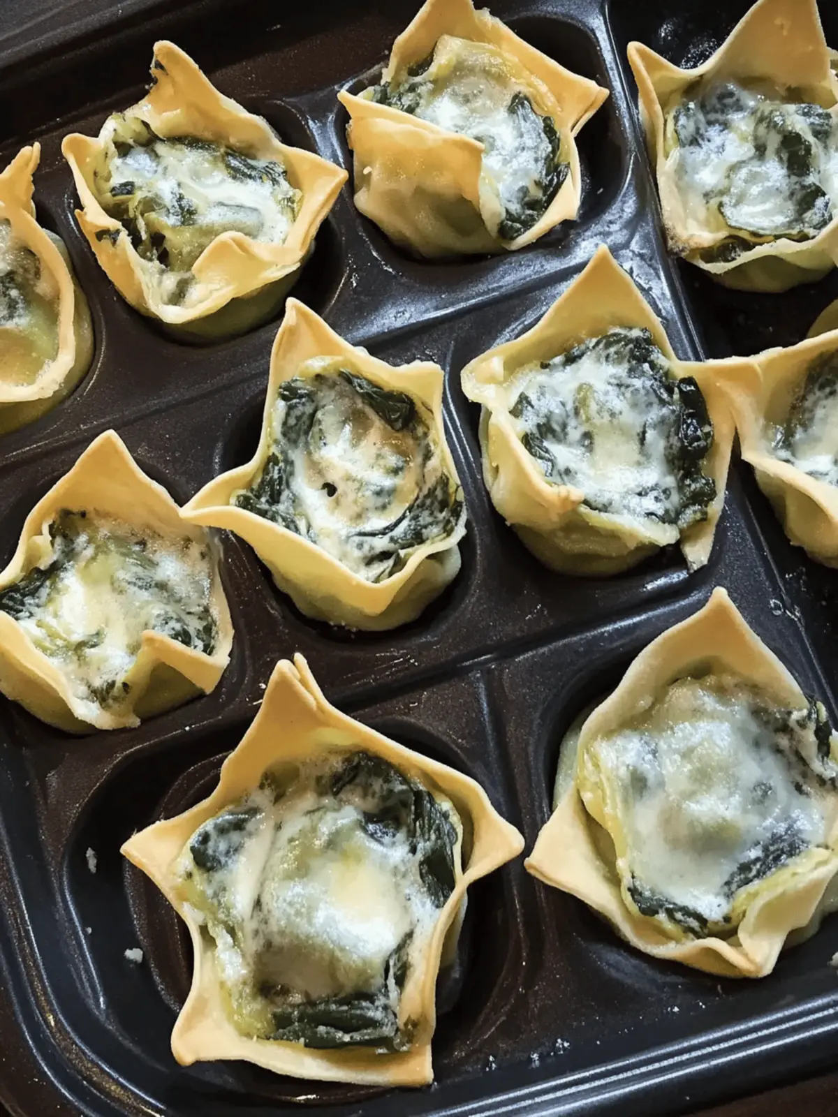 SPINACH AND ARTICHOKE WONTON CUPS