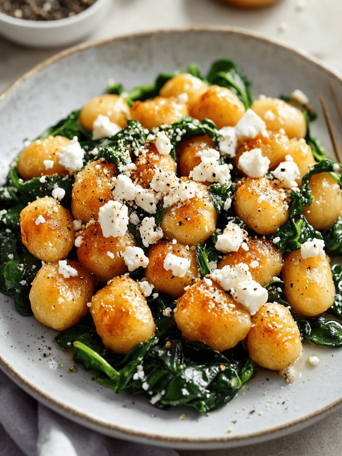 Crispy Gnocchi With Spinach And Feta