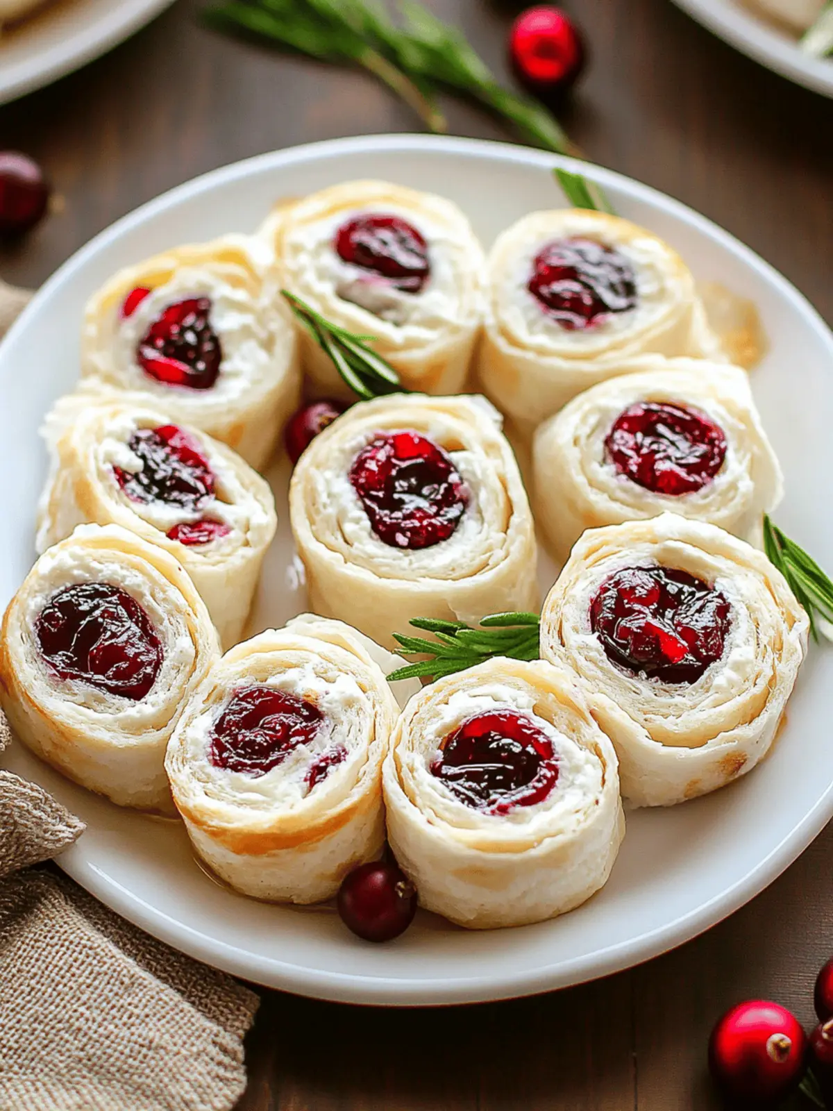 Savory Christmas Cranberry Roll Ups