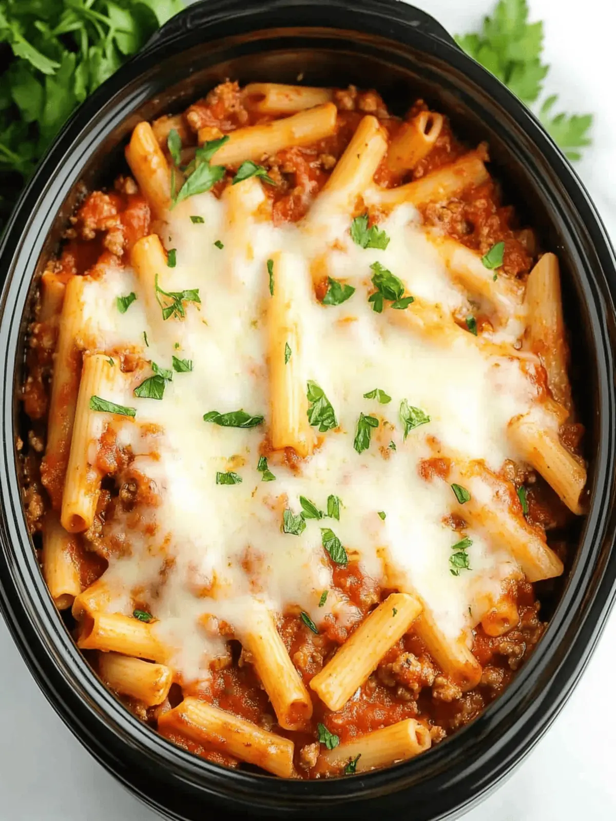 Savory Slow Cooker Baked Ziti