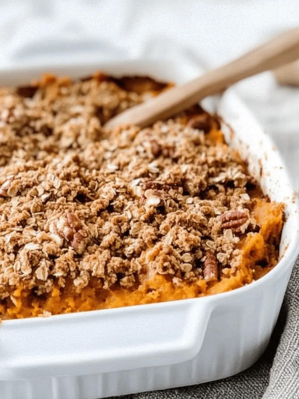 Healthy Sweet Potato Casserole with Pecan Oat Streusel