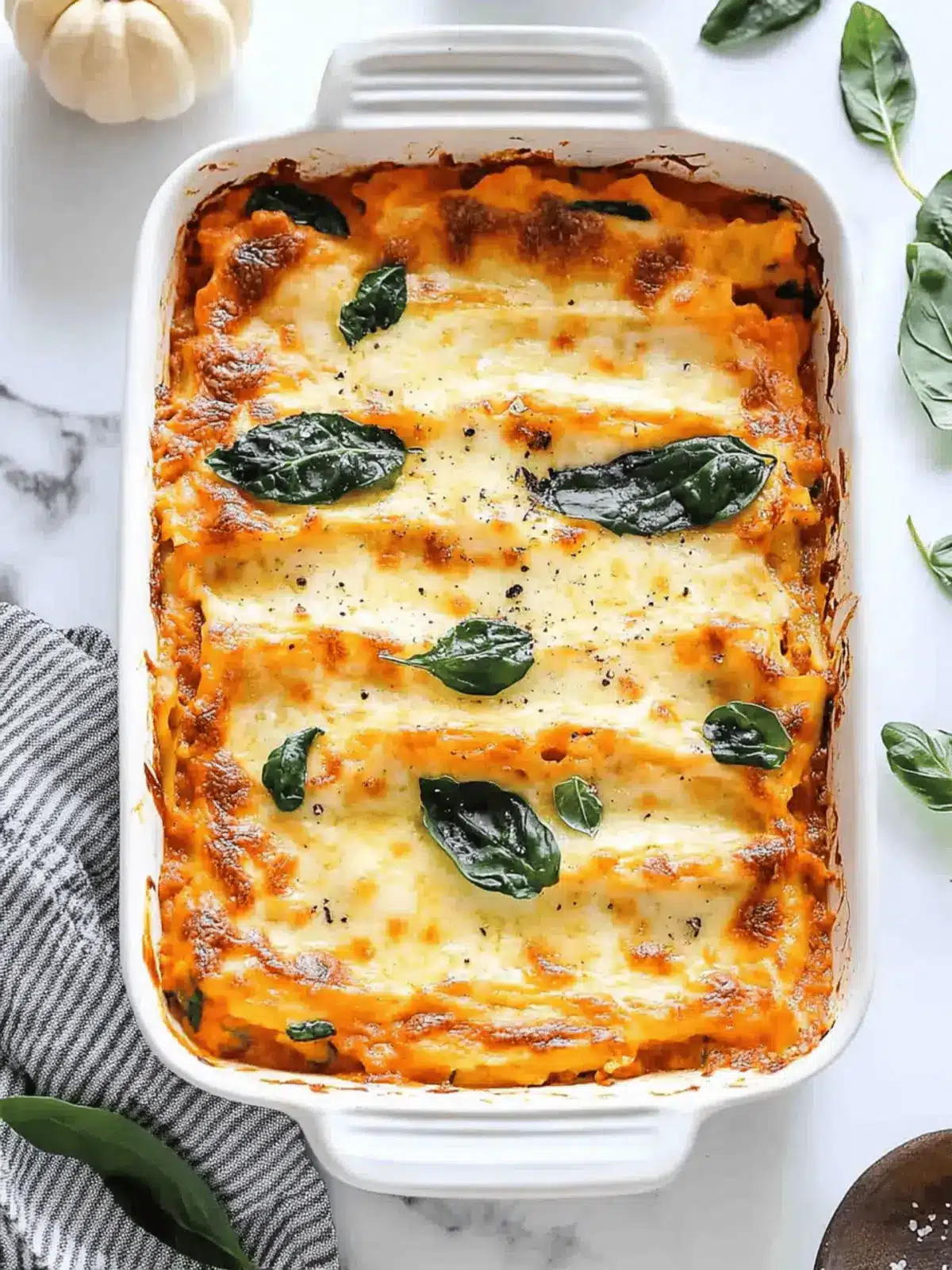 Vegetarian Pumpkin Spinach Lasagna