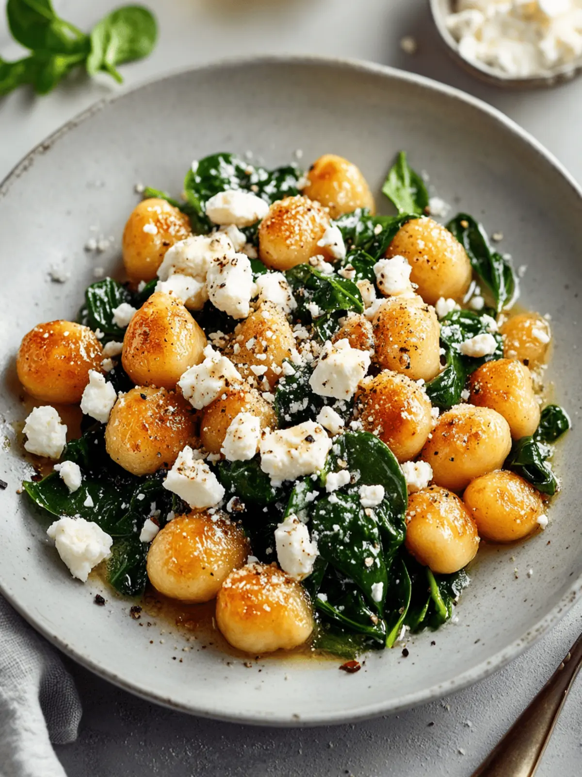 Crispy Gnocchi With Spinach And Feta
