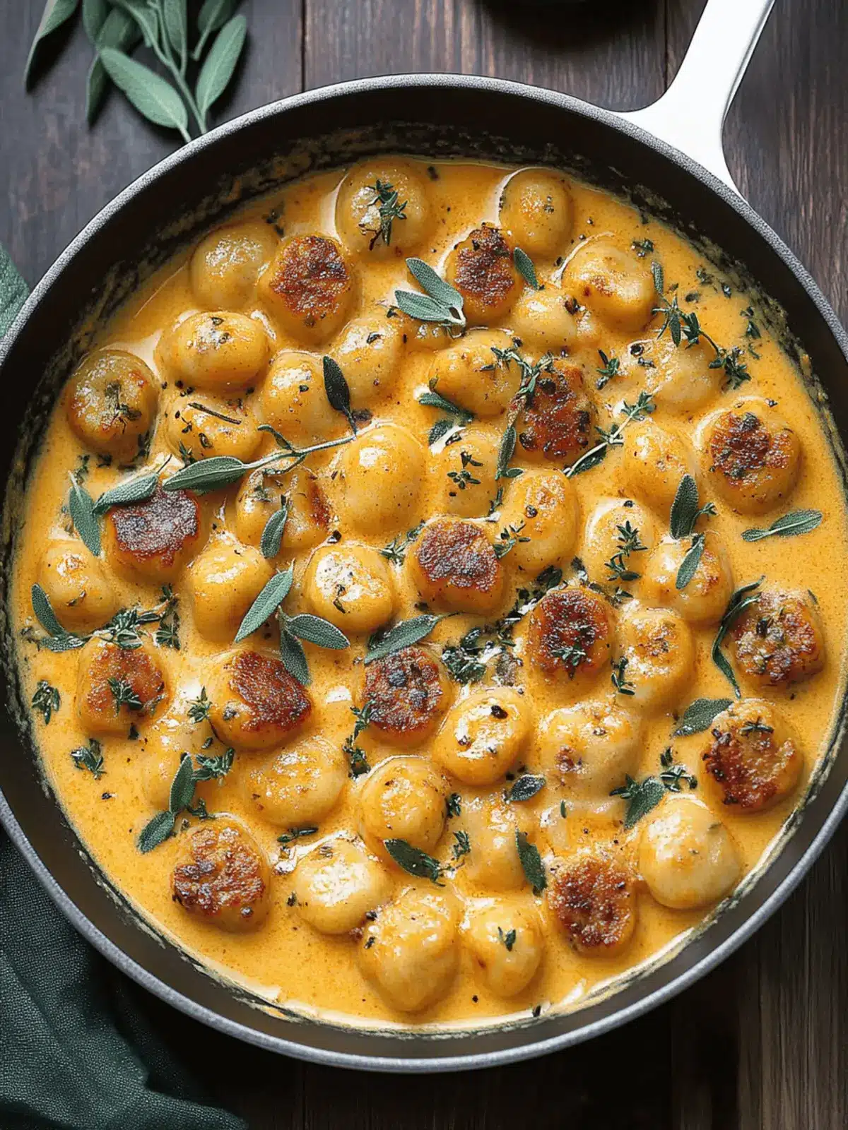 Creamy Butternut Squash Gnocchi with Sausage, Thyme, and Sage