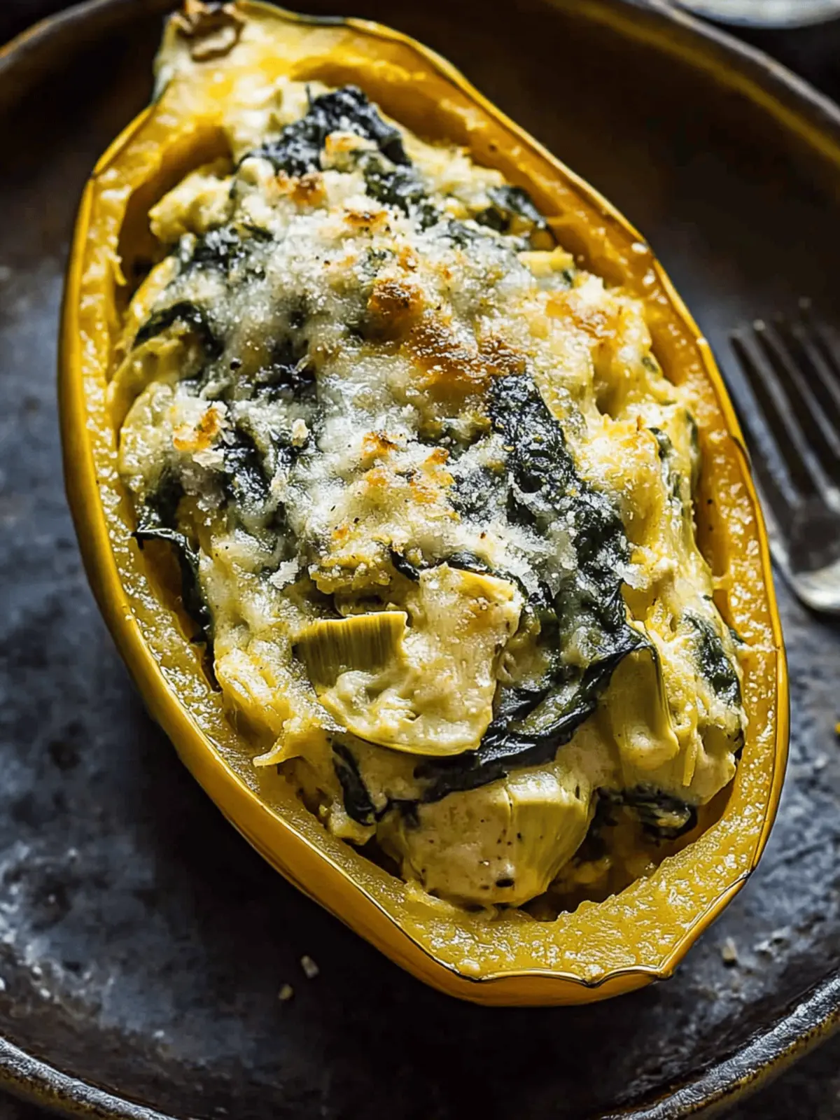 Spinach and Artichoke Stuffed Spaghetti Squash Delight 3 Spinach and Artichoke Stuffed Spaghetti Squash