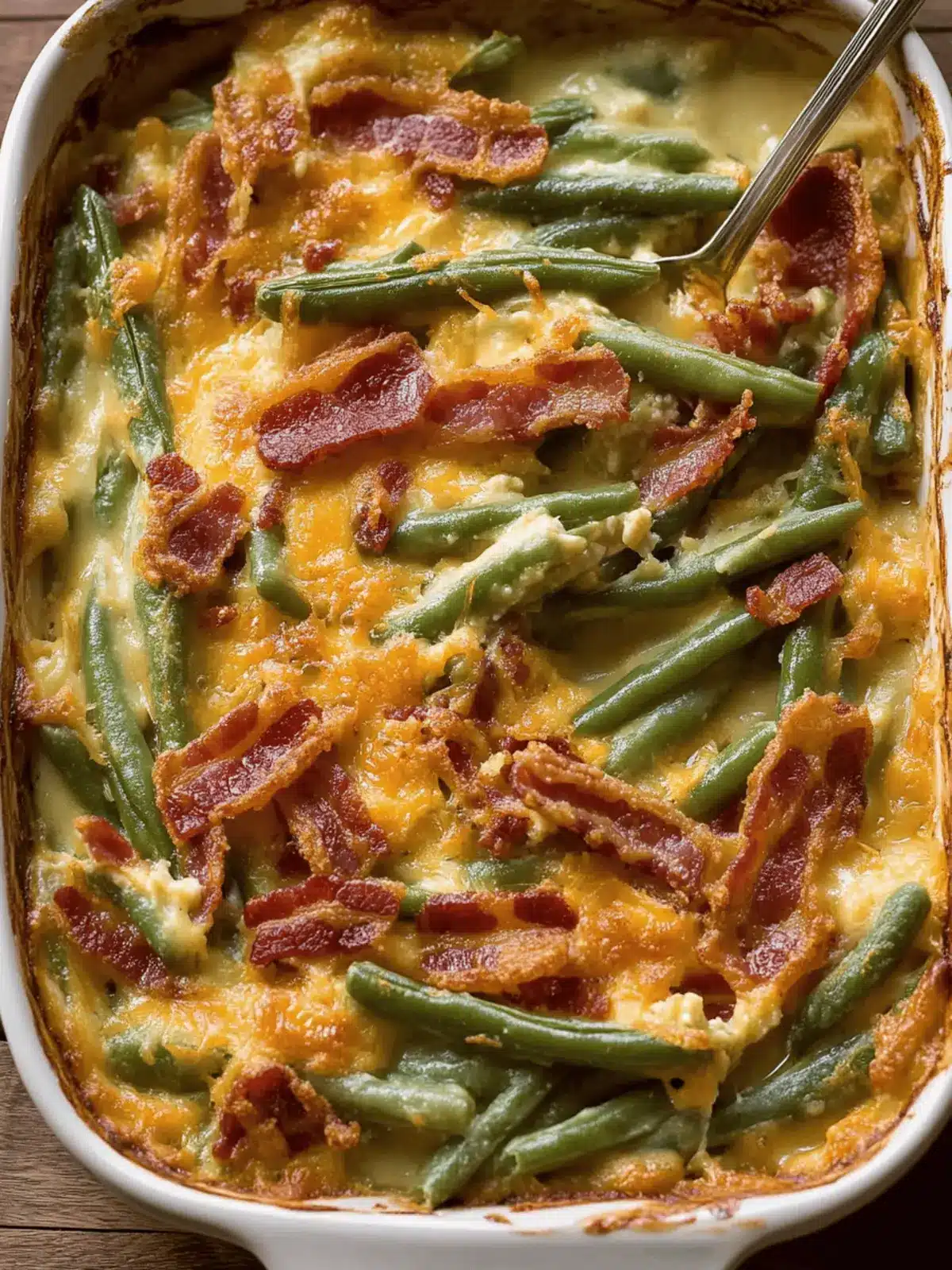 Cheesy Bacon Green Bean Casserole