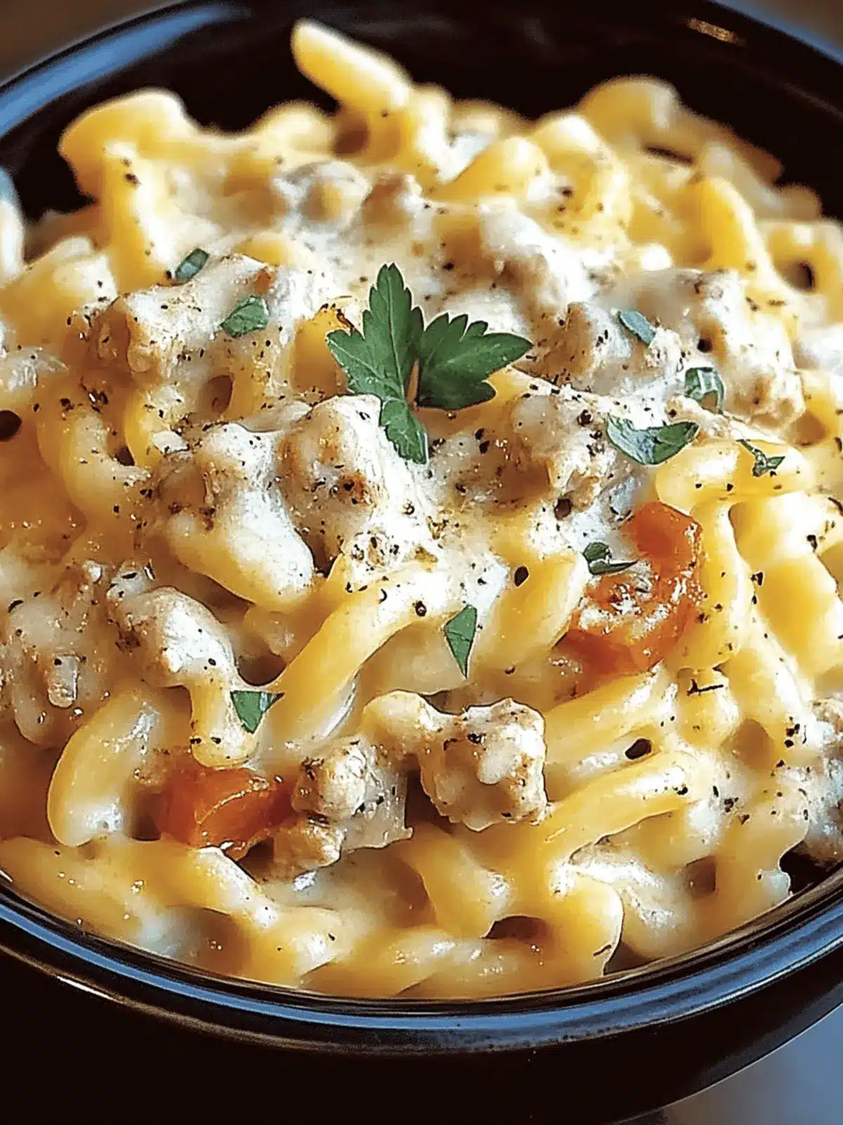 Crockpot Garlic Parmesan Chicken Pasta