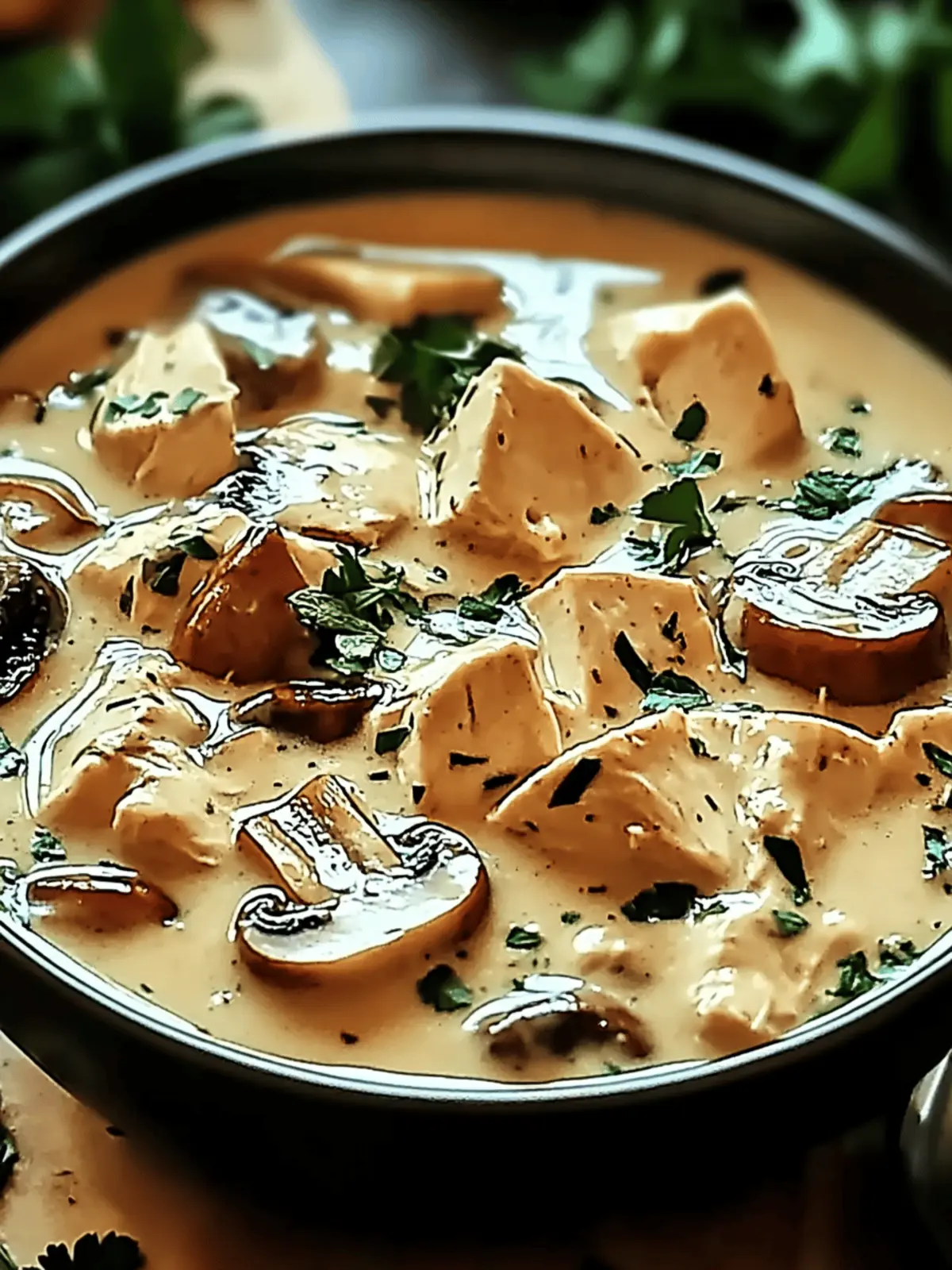 Creamy Rotisserie Chicken Mushroom Soup