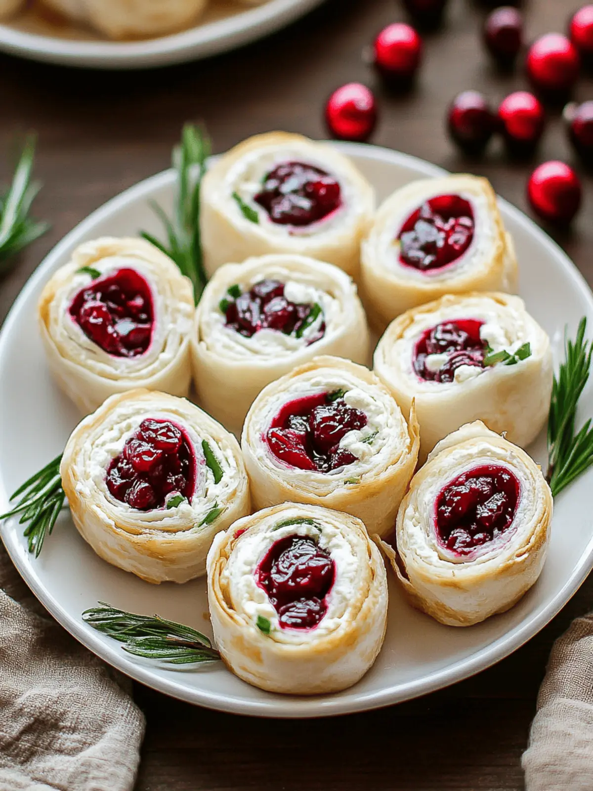 Savory Christmas Cranberry Roll Ups