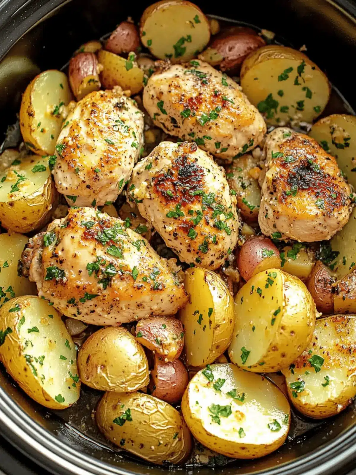 Slow Cooker Parmesan Garlic Chicken and Potatoes