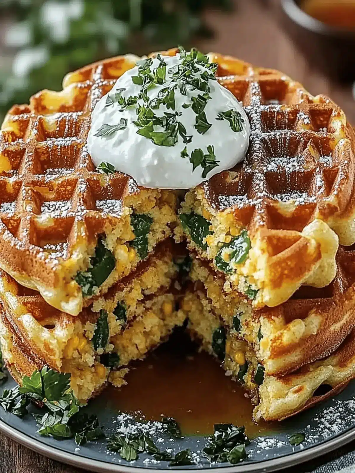 Cheddar Jalapeño Cornbread Waffles