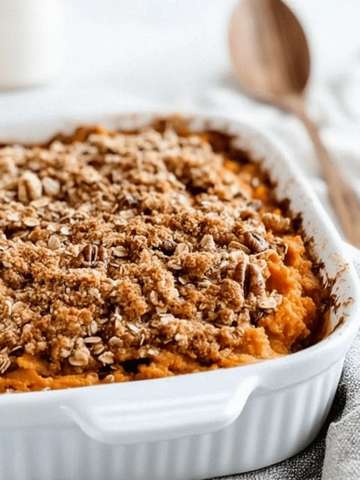Healthy Sweet Potato Casserole with Pecan Oat Streusel