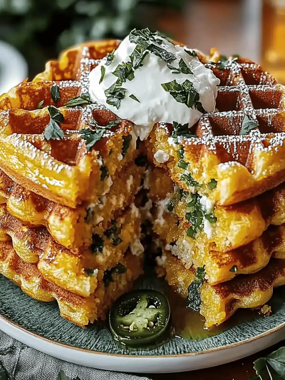 Cheddar Jalapeño Cornbread Waffles