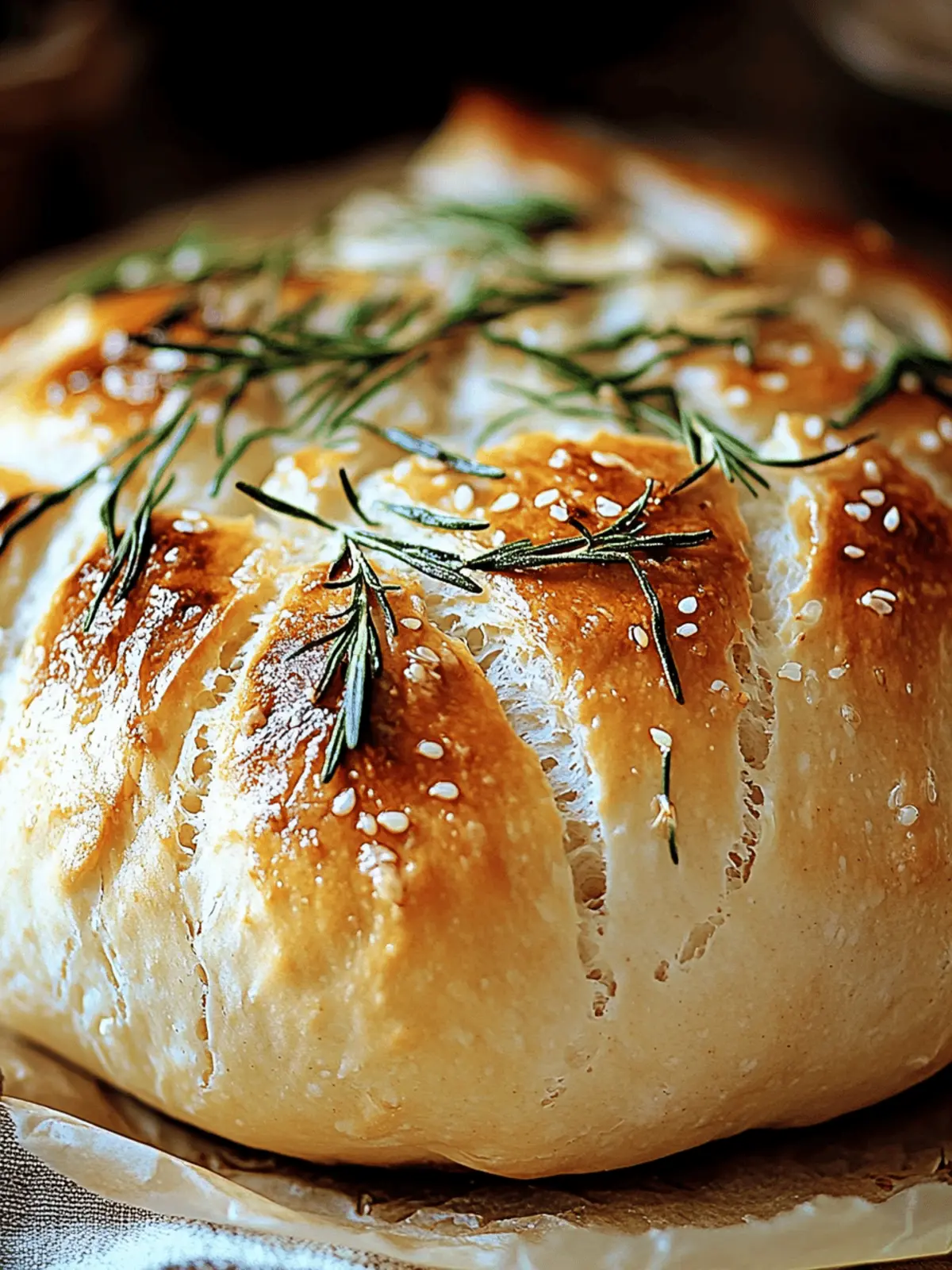 Easy Roasted Garlic Rosemary Artisan Bread