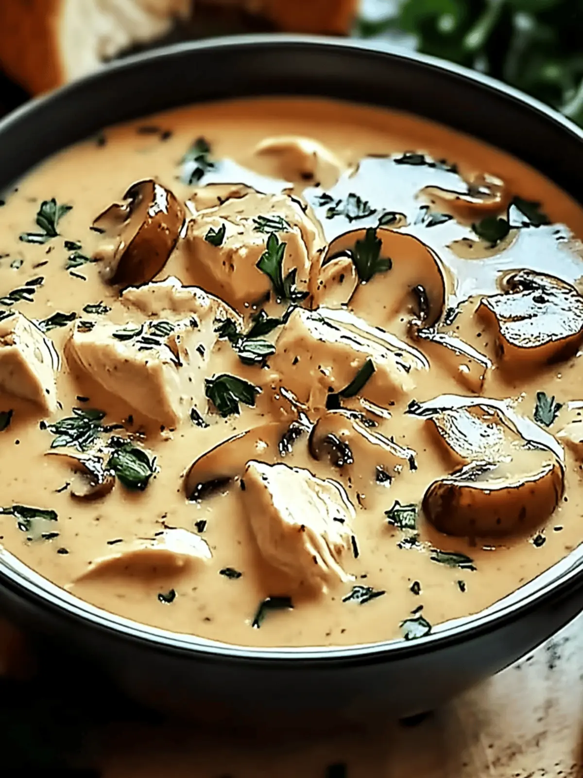 Creamy Rotisserie Chicken Mushroom Soup