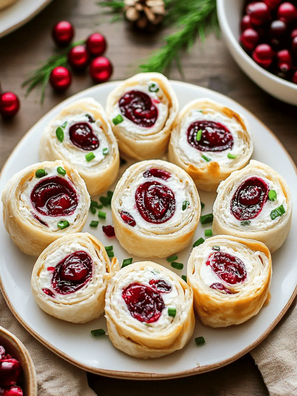 Savory Christmas Cranberry Roll Ups