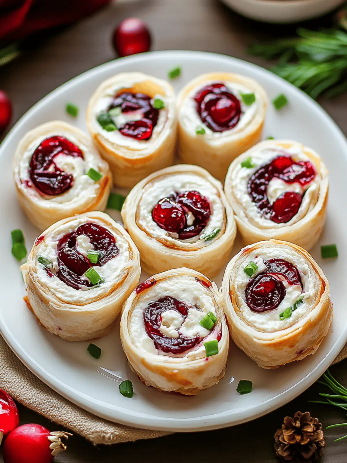 Savory Christmas Cranberry Roll Ups
