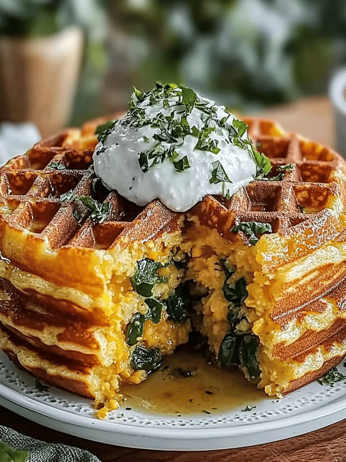 Cheddar Jalapeño Cornbread Waffles