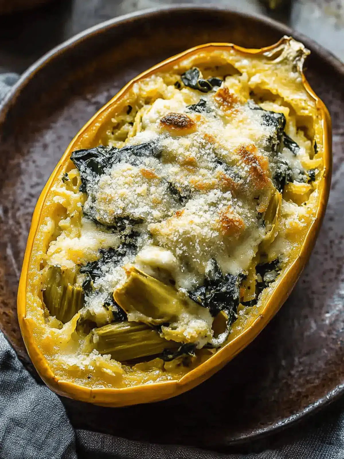Spinach and Artichoke Stuffed Spaghetti Squash Delight 2 Spinach and Artichoke Stuffed Spaghetti Squash