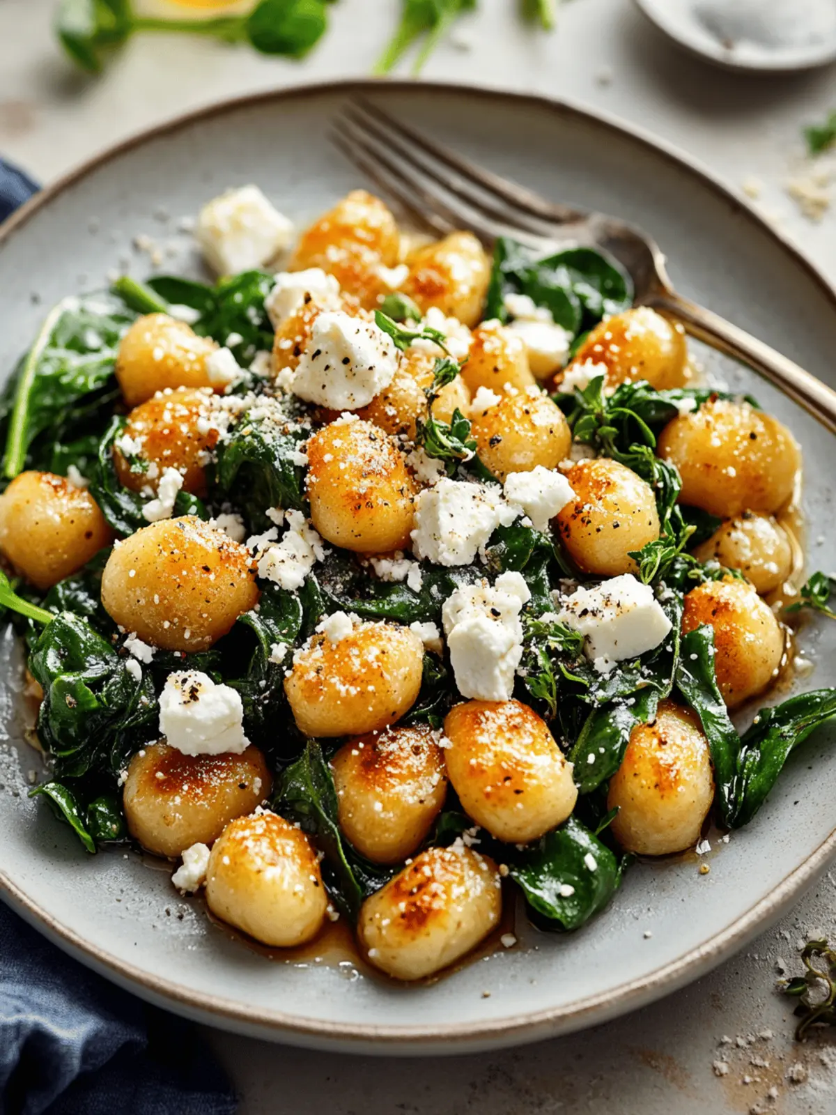 Crispy Gnocchi With Spinach And Feta