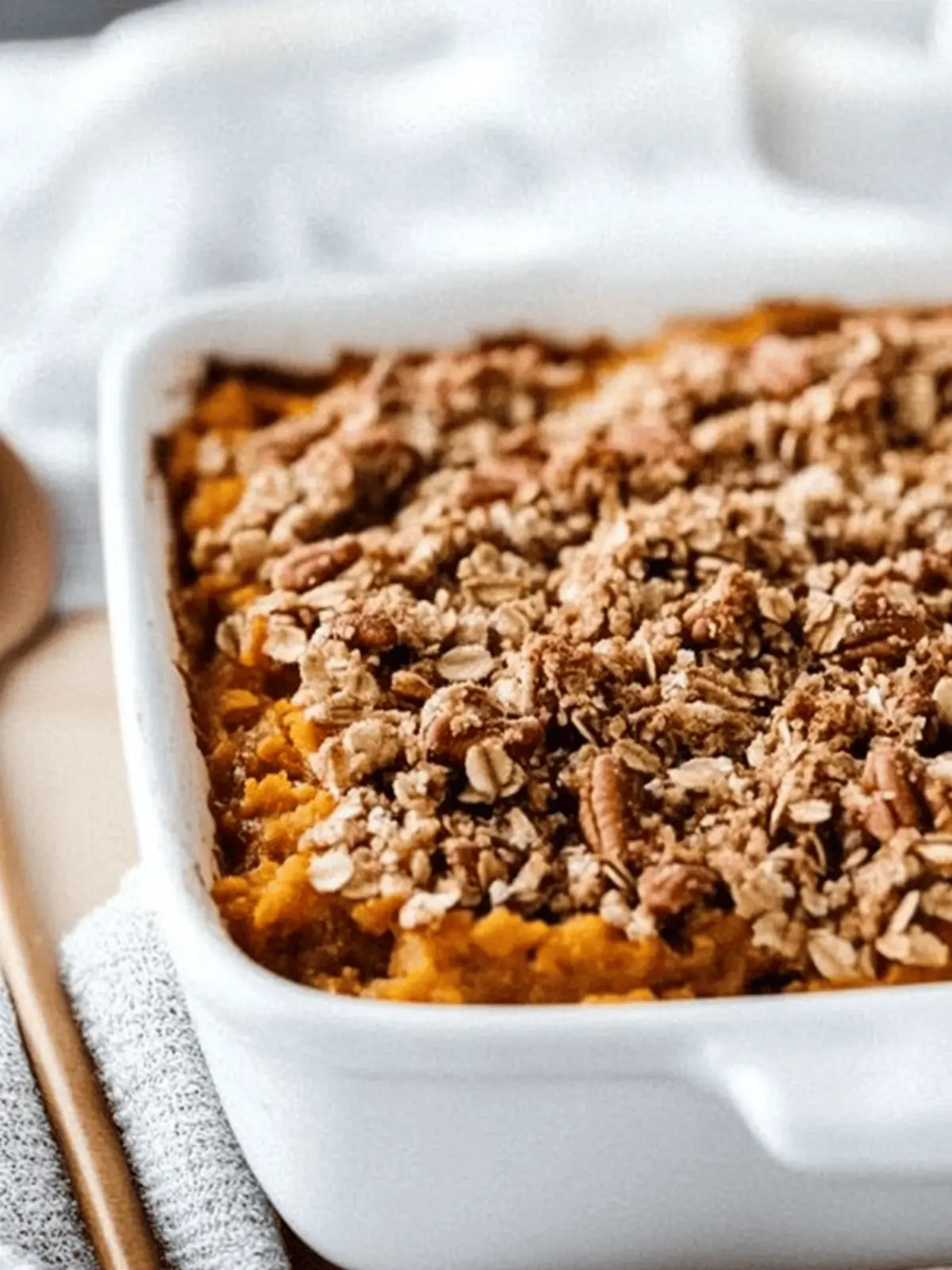 Healthy Sweet Potato Casserole with Pecan Oat Streusel
