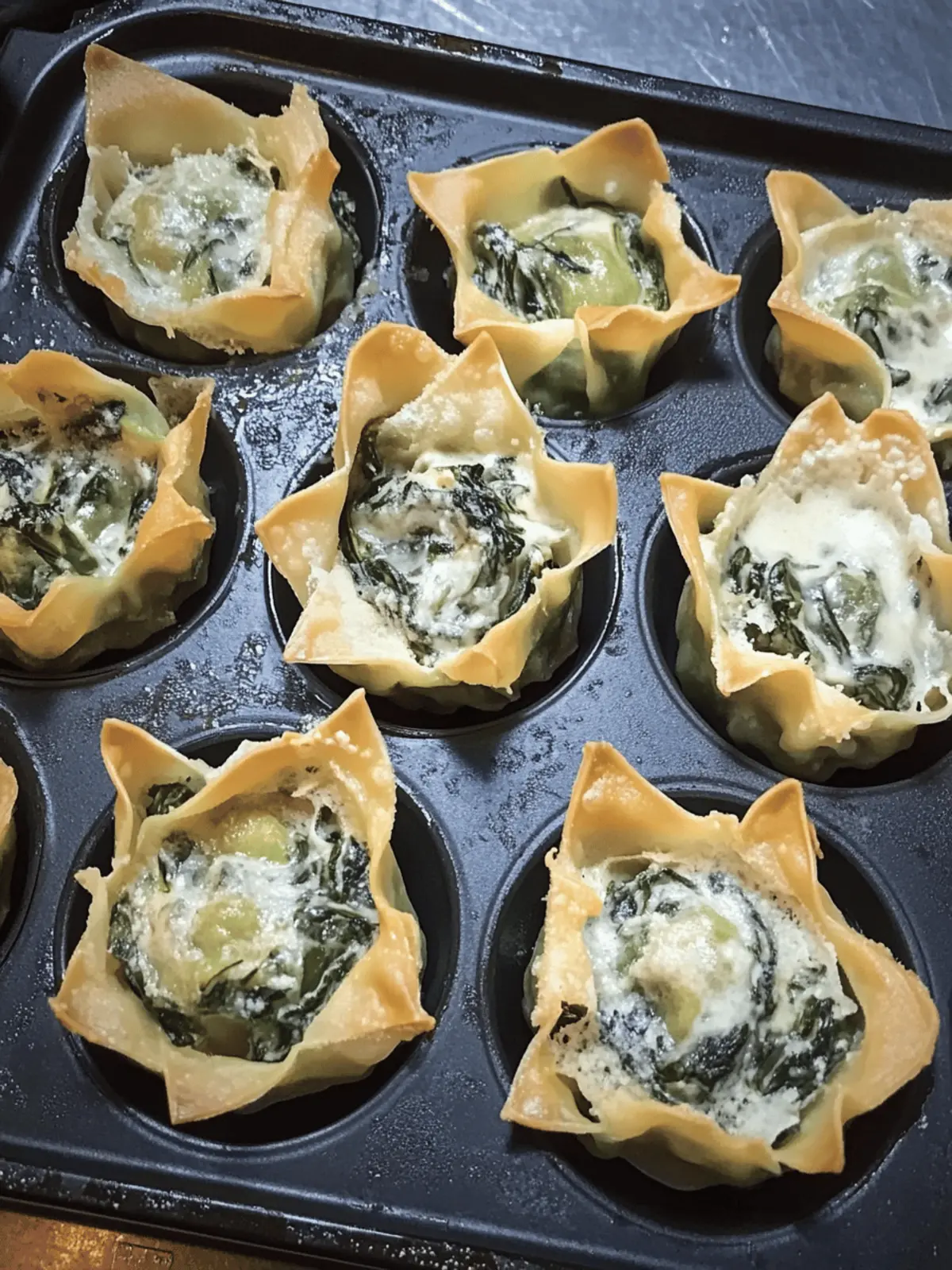 SPINACH AND ARTICHOKE WONTON CUPS