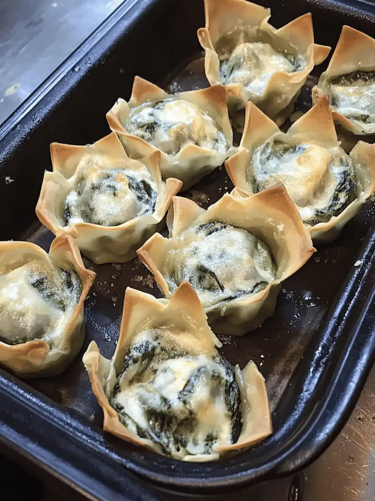 SPINACH AND ARTICHOKE WONTON CUPS