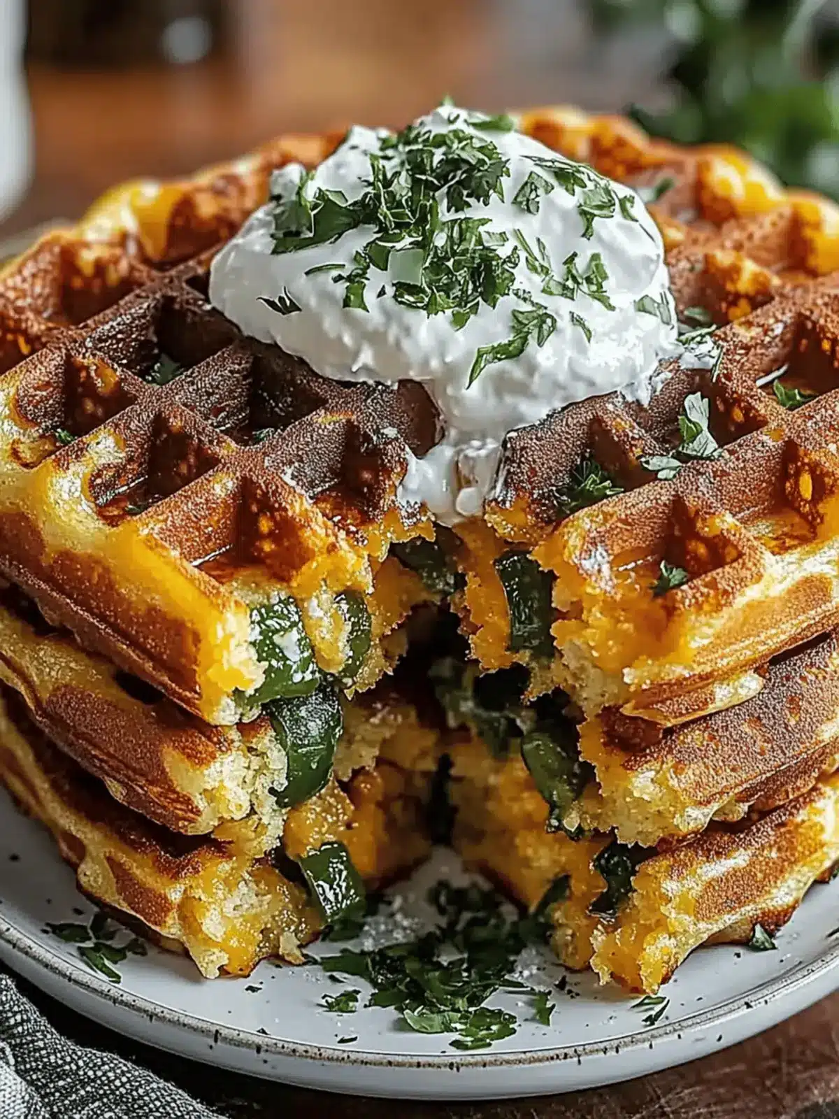 Cheddar Jalapeño Cornbread Waffles