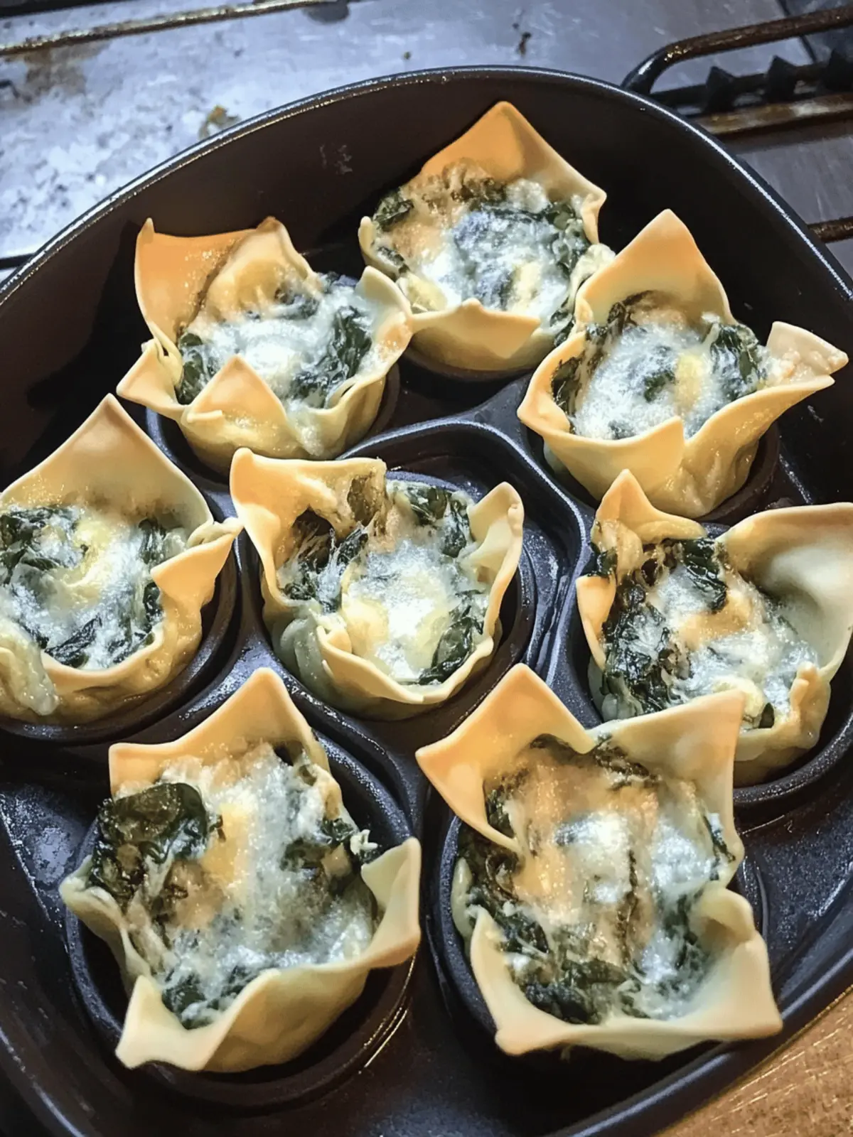 SPINACH AND ARTICHOKE WONTON CUPS