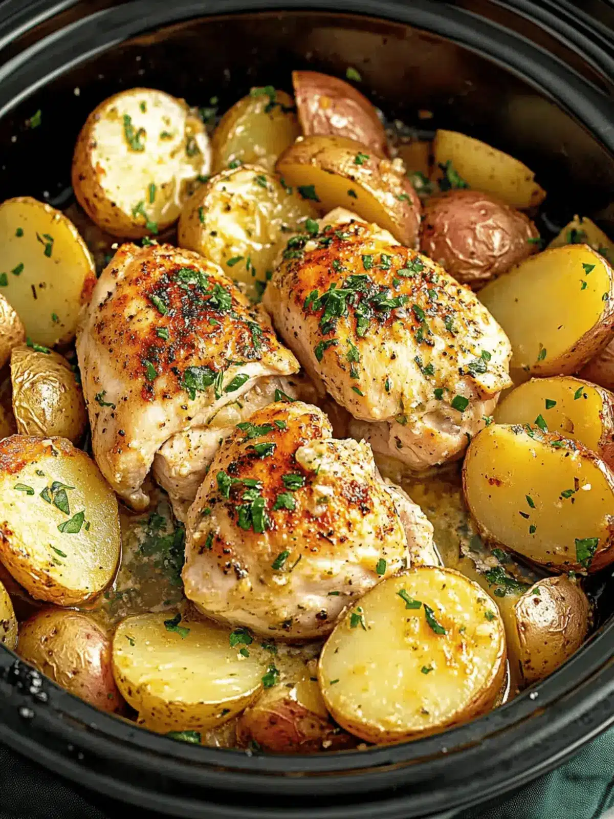 Slow Cooker Parmesan Garlic Chicken and Potatoes