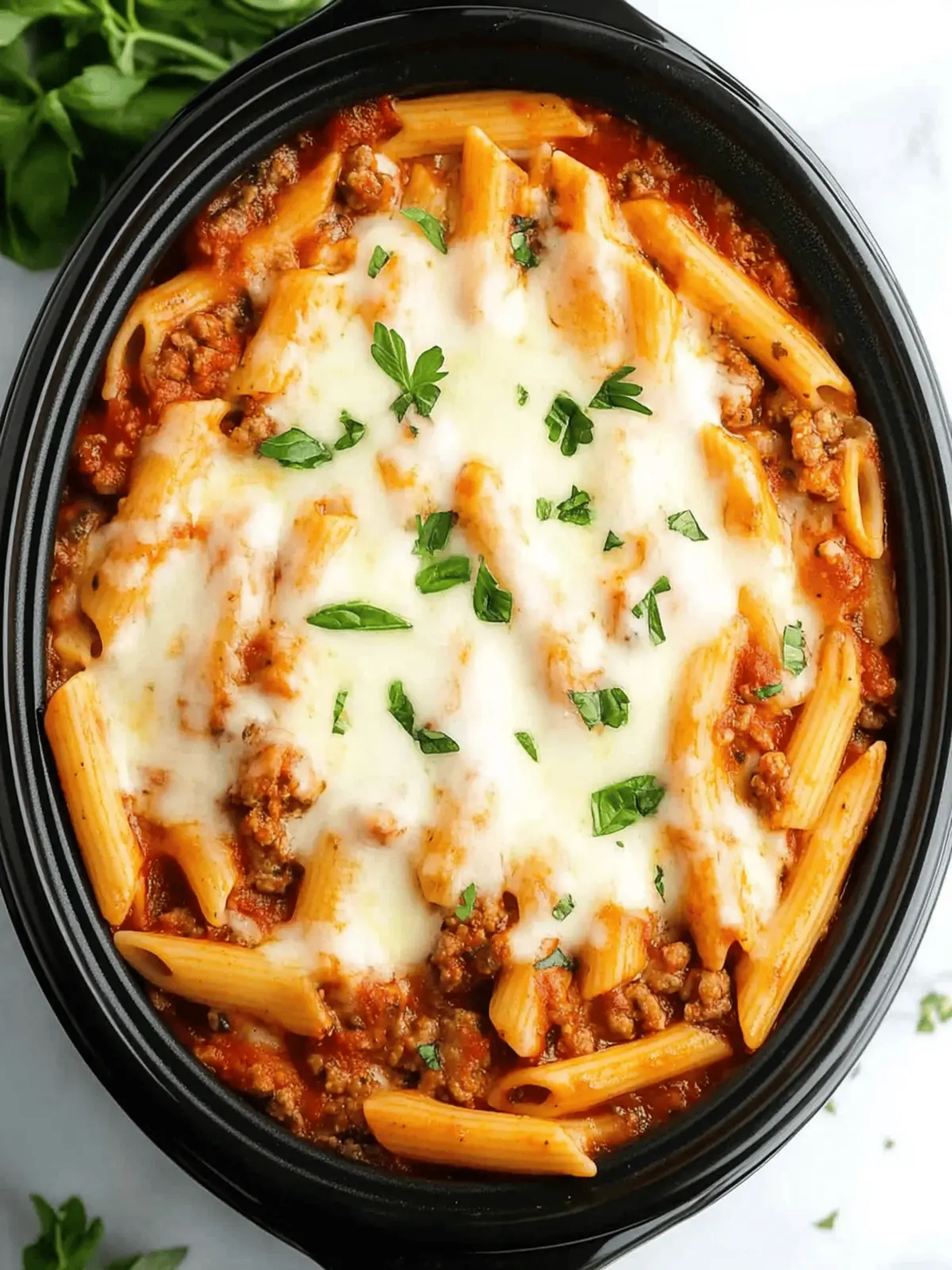 Savory Slow Cooker Baked Ziti