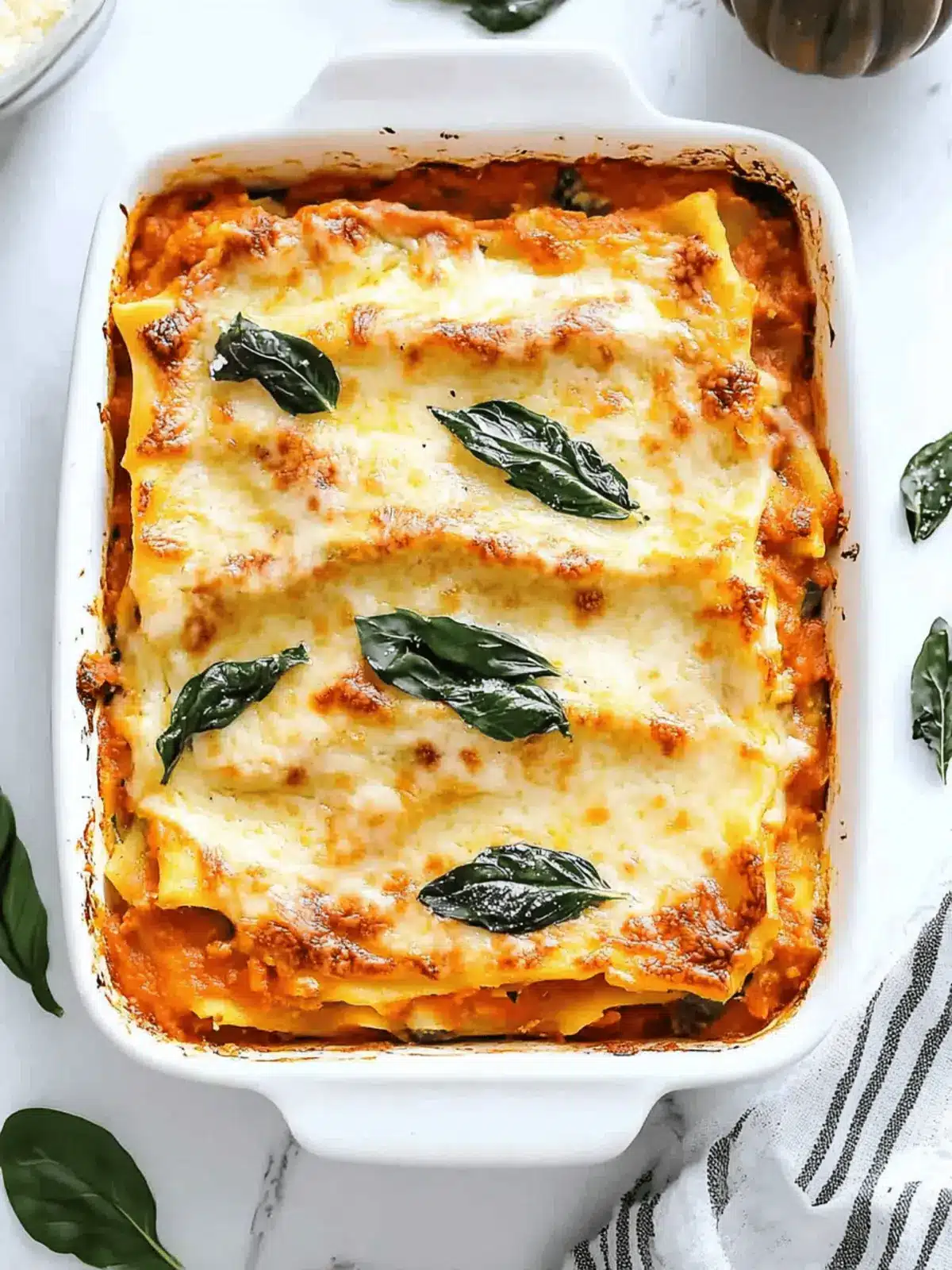Vegetarian Pumpkin Spinach Lasagna