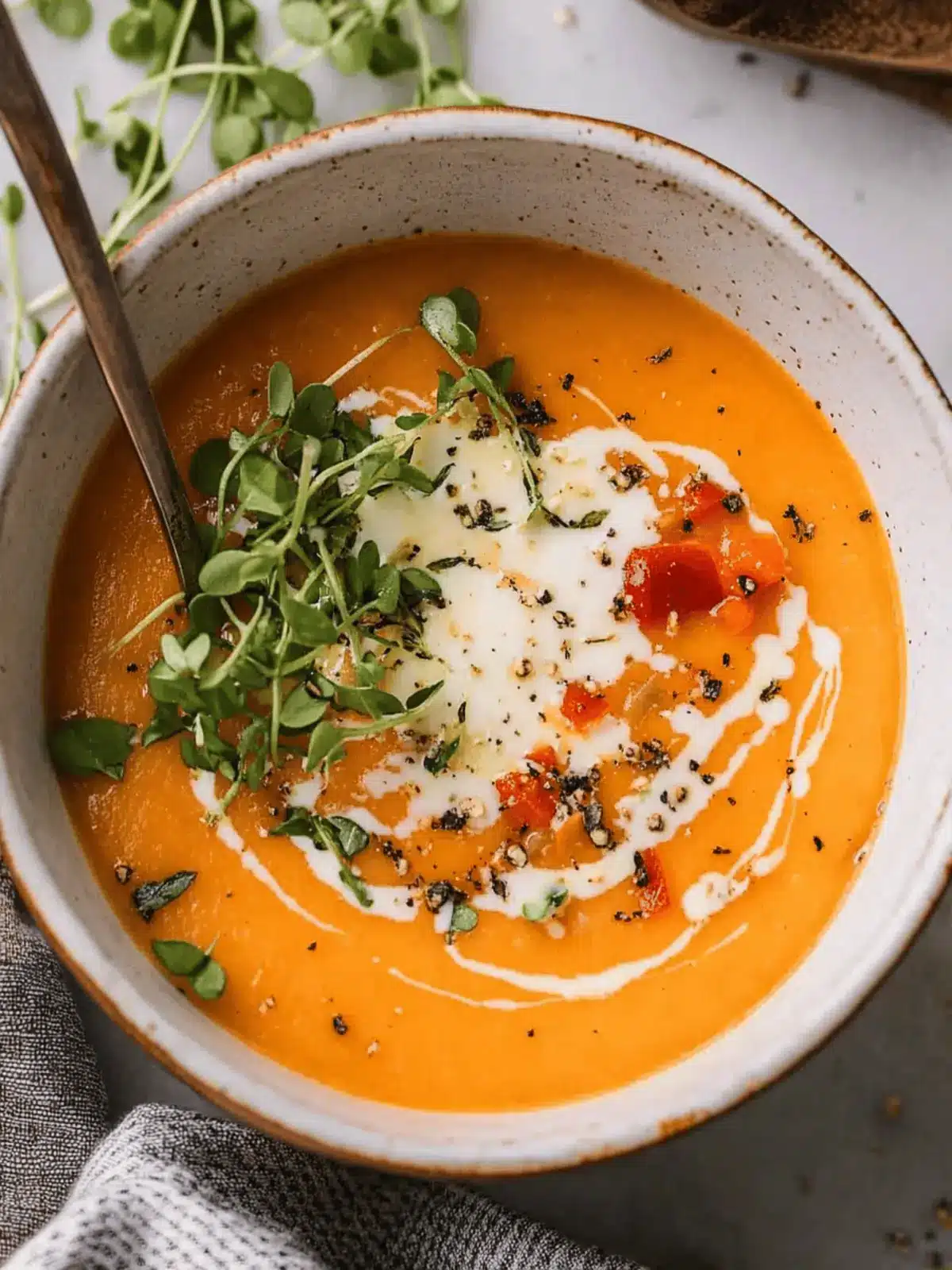 Creamy Butternut Squash and Red Pepper Soup