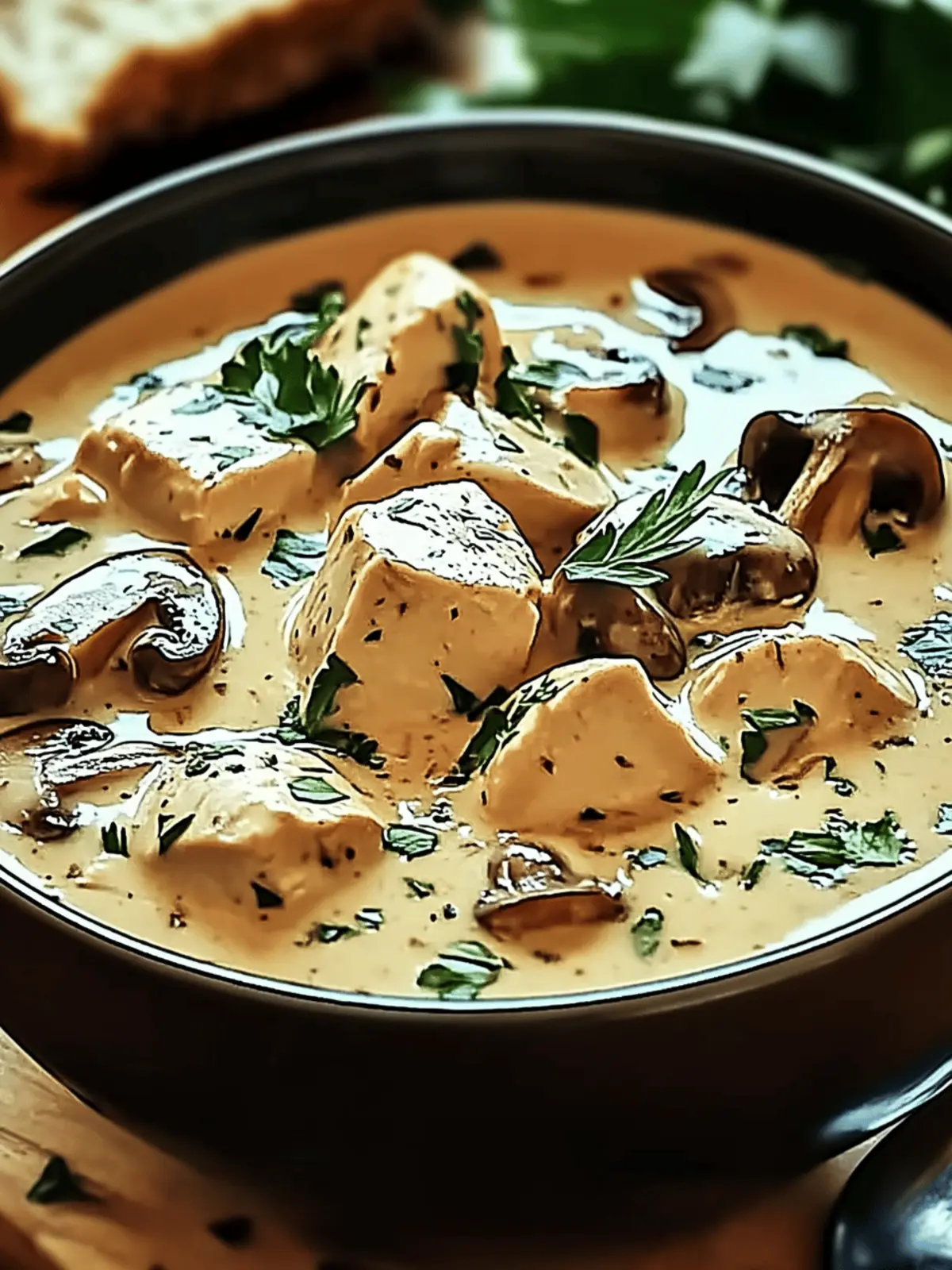 Creamy Rotisserie Chicken Mushroom Soup