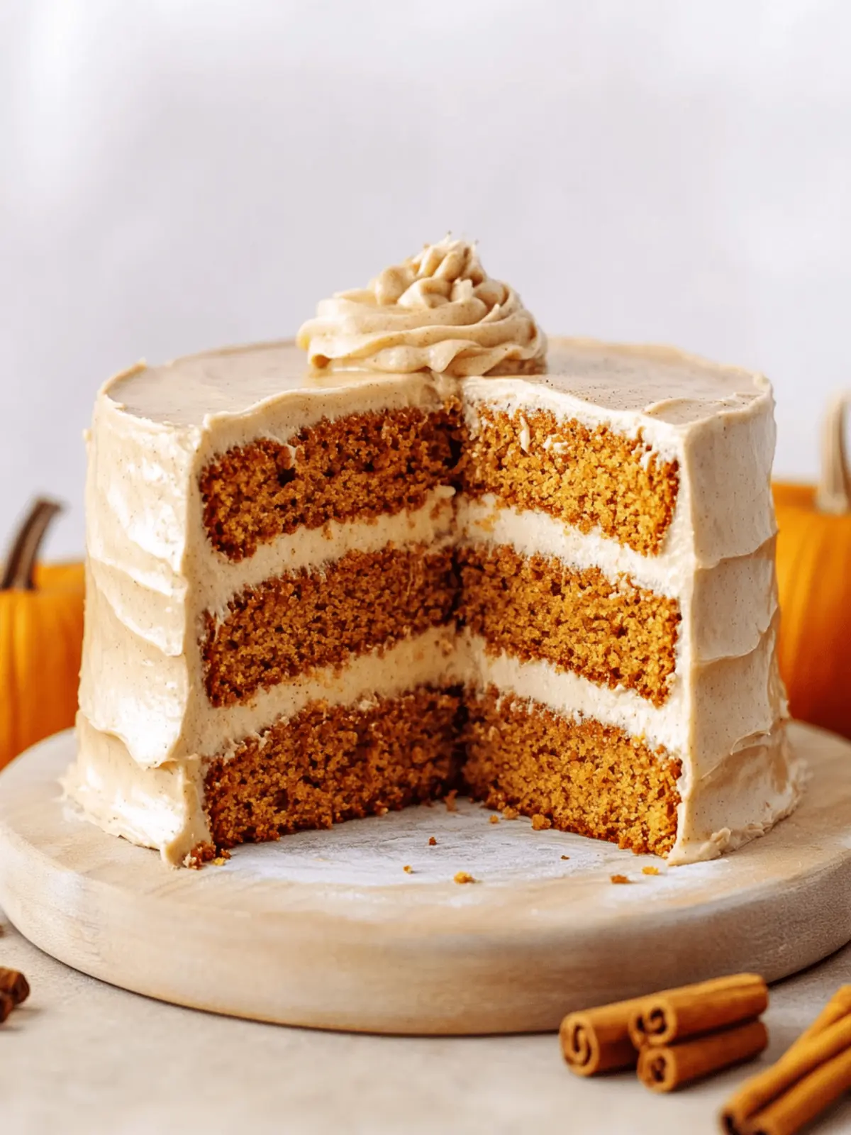 Pumpkin Cake with Cinnamon Cream Cheese Frosting