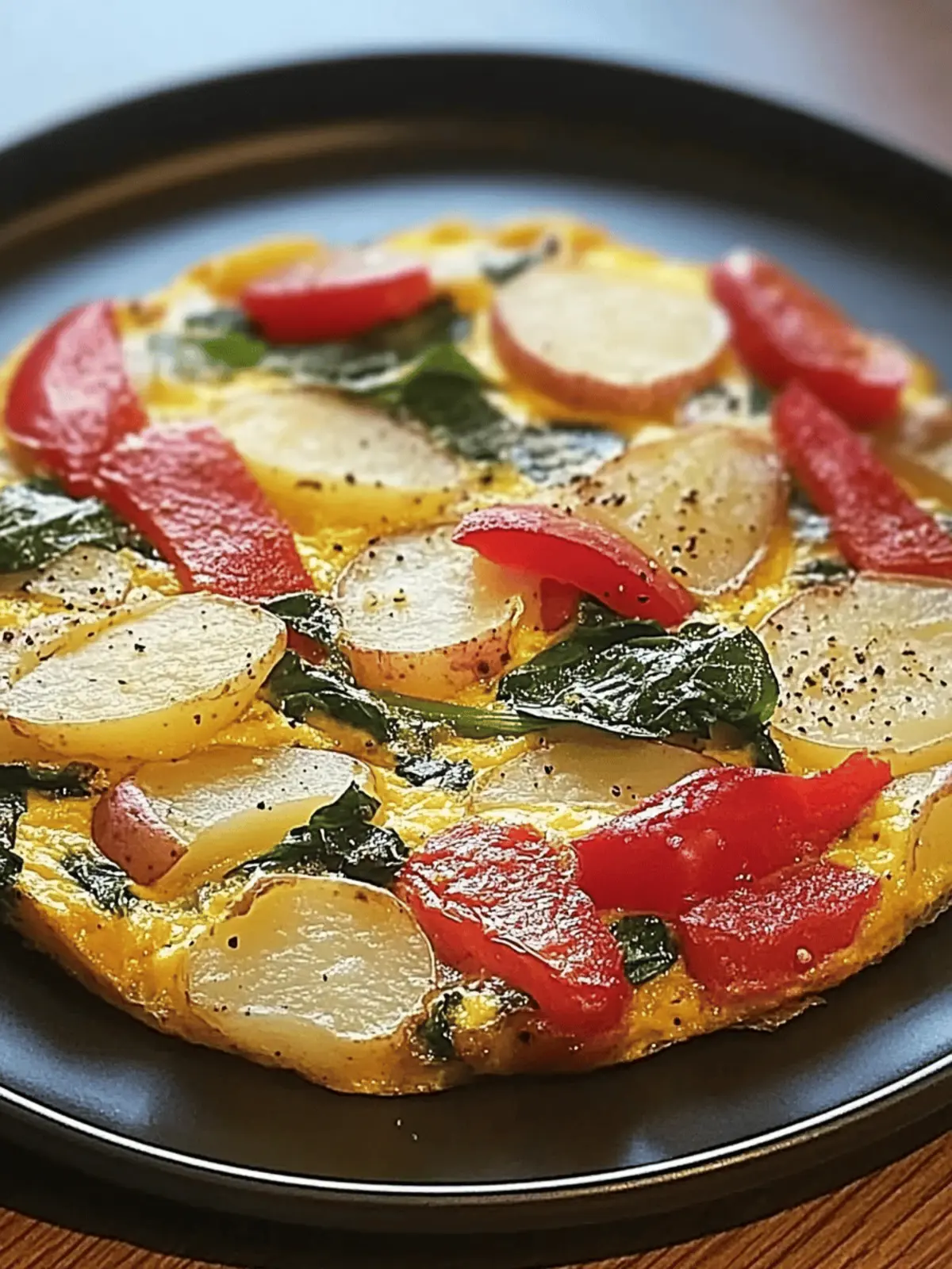 Frittata with Potatoes, Red Peppers, and Spinach