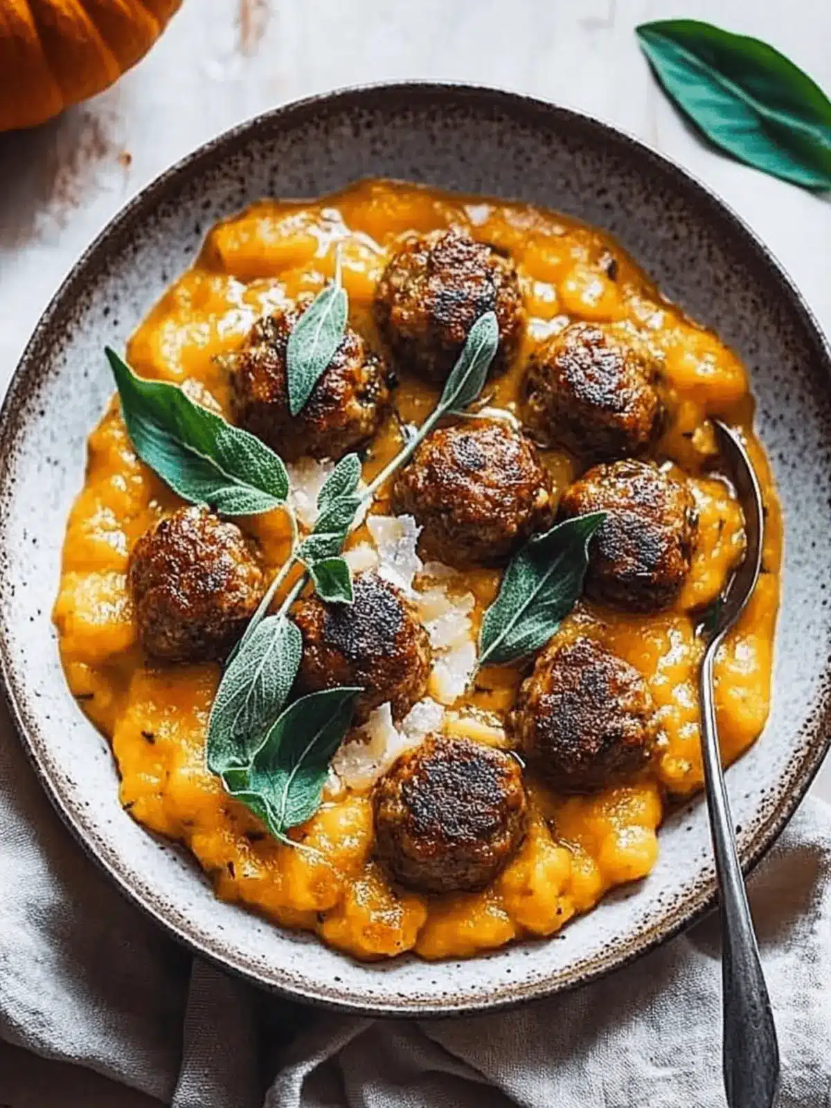 Savory Turkey Meatballs in Creamy Pumpkin Sage Sauce Delight 3 Turkey Meatballs Pumpkin Sage Sauce