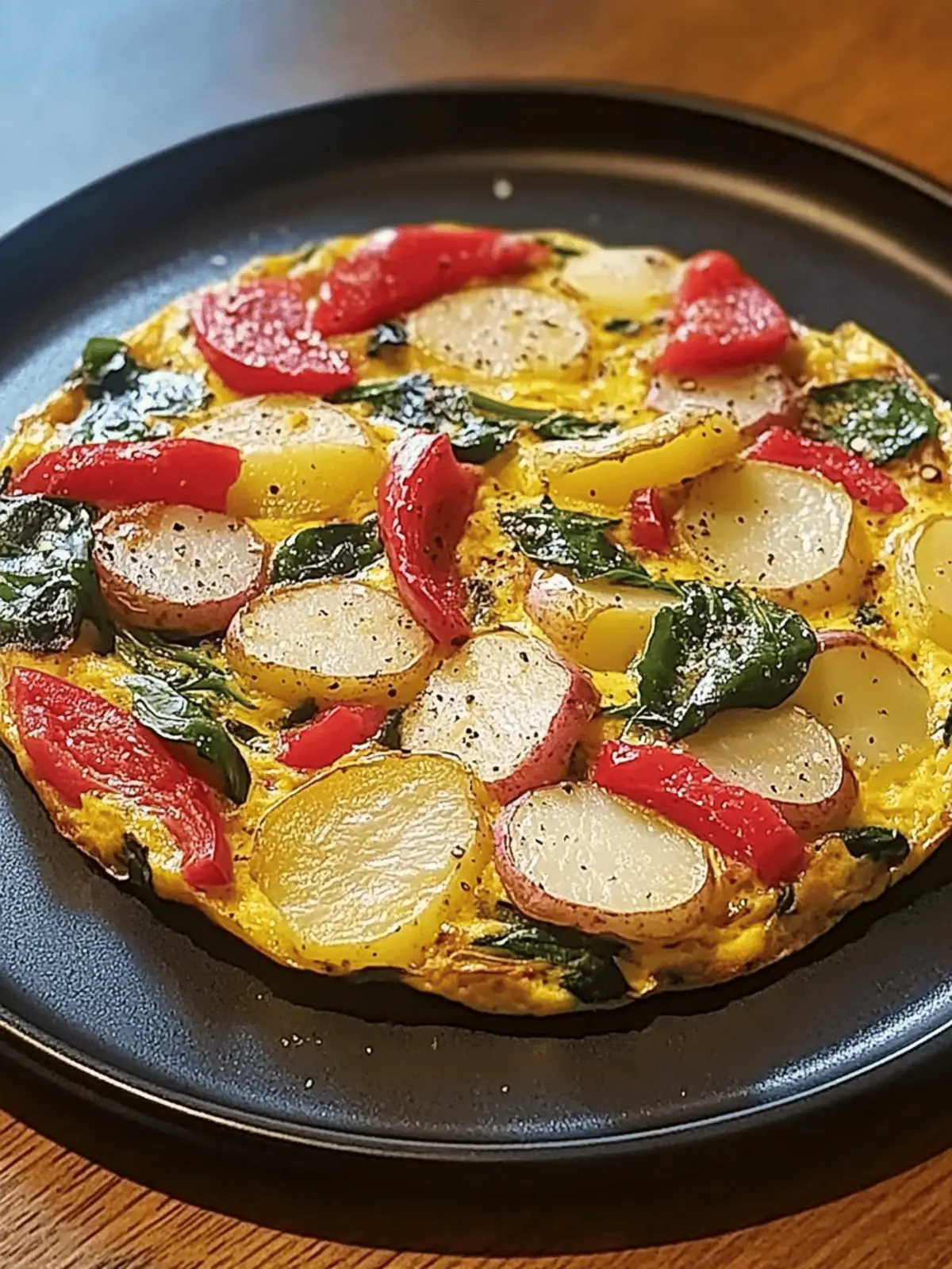 Frittata with Potatoes, Red Peppers, and Spinach