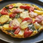 Frittata with Potatoes, Red Peppers, and Spinach